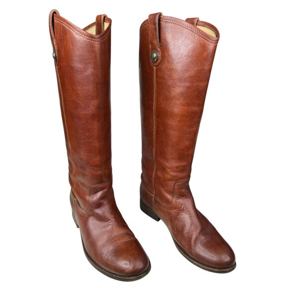 Frye Women’s Melissa Button Brown Leather Riding Boot Size US 7.5 - Picture 5 of 13